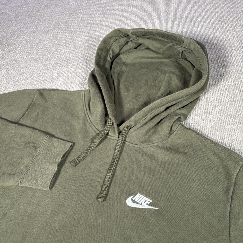 Nike Sportswear Club Fleece Hoodie Sweatshirt Womens 2XL Olive Green‎ Emroidered